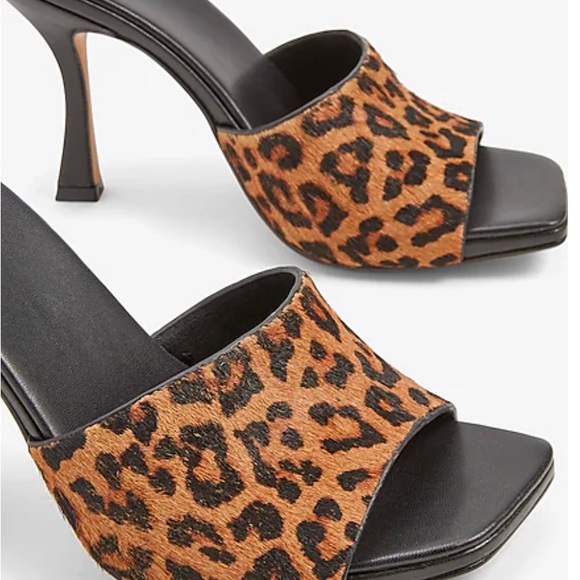 BNWT Thick Haircalf Leather, Leopard print Size 6 slip on style heels - Picture 2 of 6